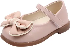 Toddler Girls Dress Shoes with Bow Toddler Flower Kid Shoes Mary Jane Flats for Party School Wedding Shoes
