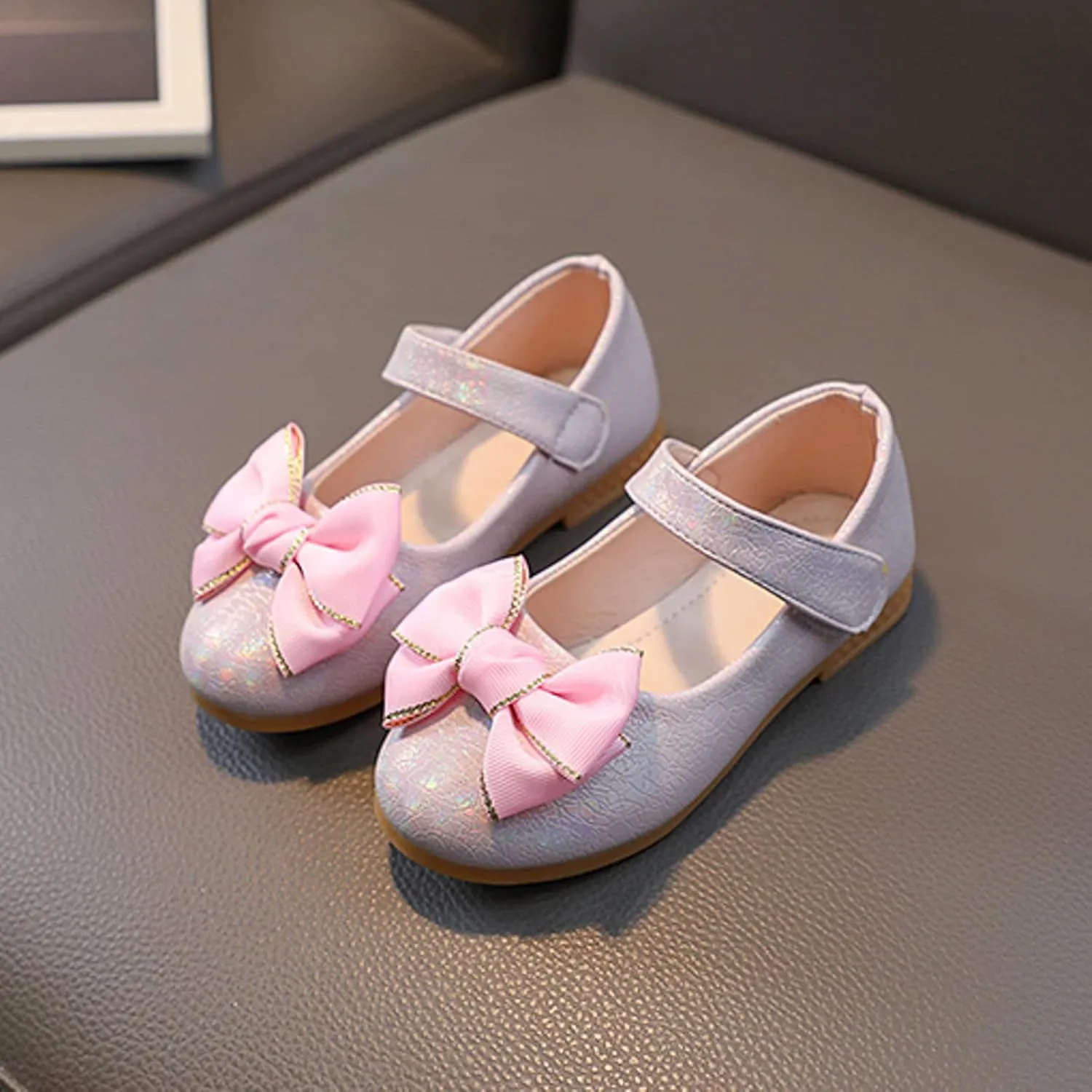 Toddler Girls Mary Jane Ballet Flats Bow Flower Wedding Party Ballerina Dress Shoes Ankle Strap Low Heel Sandal