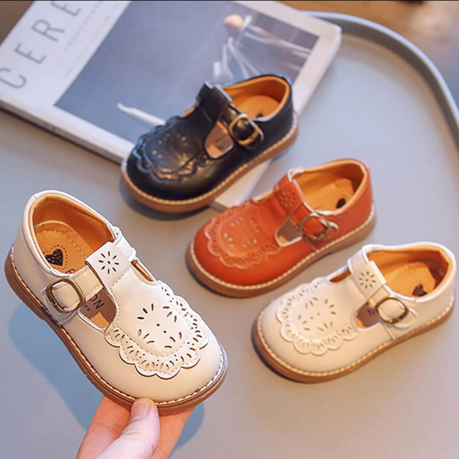 Toddler Girls School Dress Shoes Flower Girl Mary Jane Shoes Uniform School Oxford Flats for Girl Party Wedding Shoes