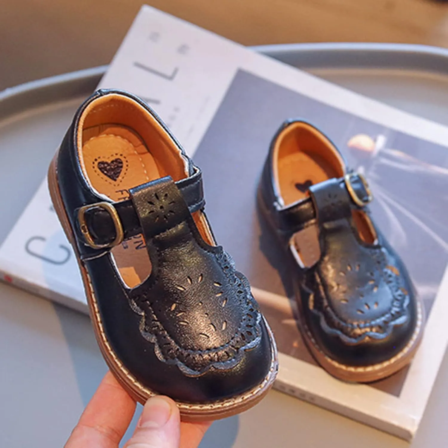 Toddler Girls School Dress Shoes Flower Girl Mary Jane Shoes Uniform School Oxford Flats for Girl Party Wedding Shoes