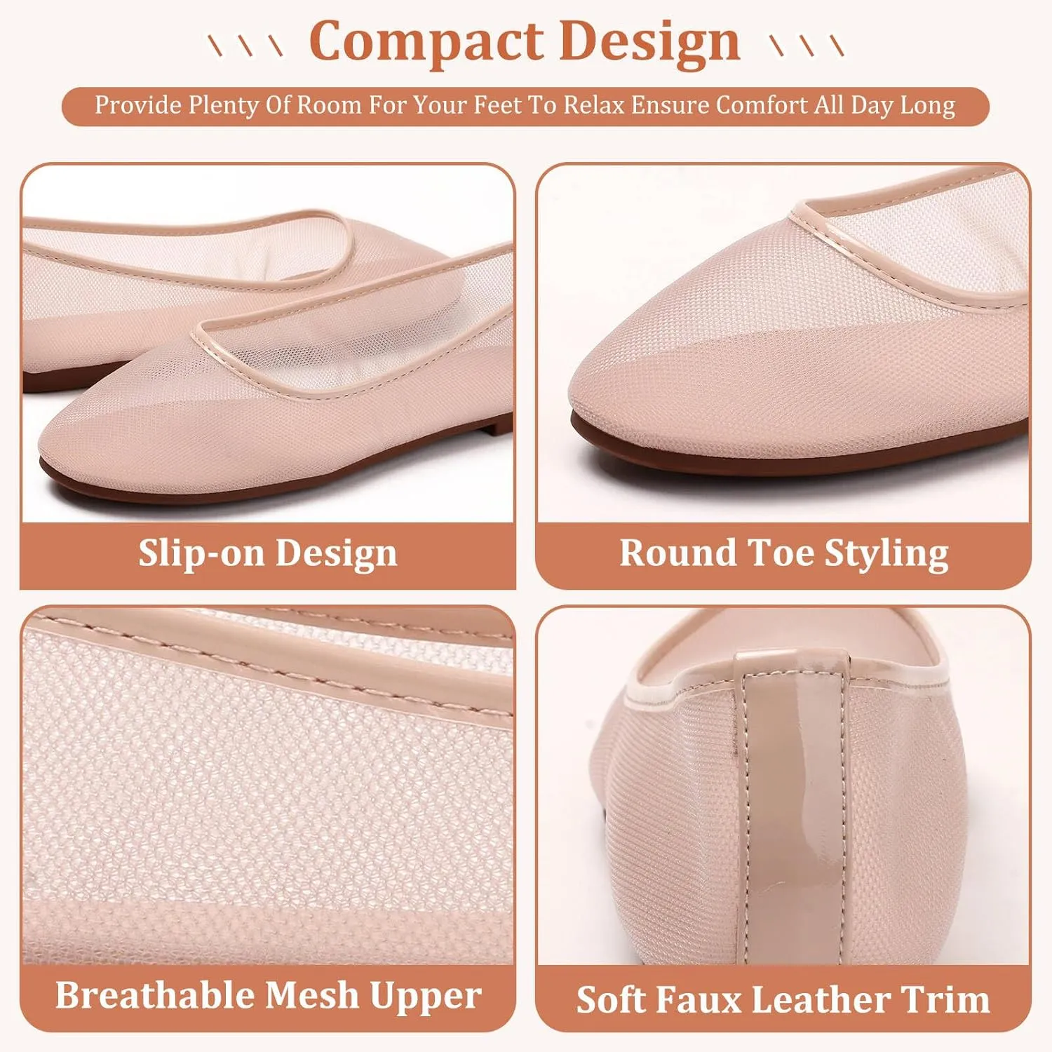 Tulle Mesh Ballet Flats Elegant Round Toe Work Dress Shoes Chic Comfortable Stylish Footwear for Everyday Use