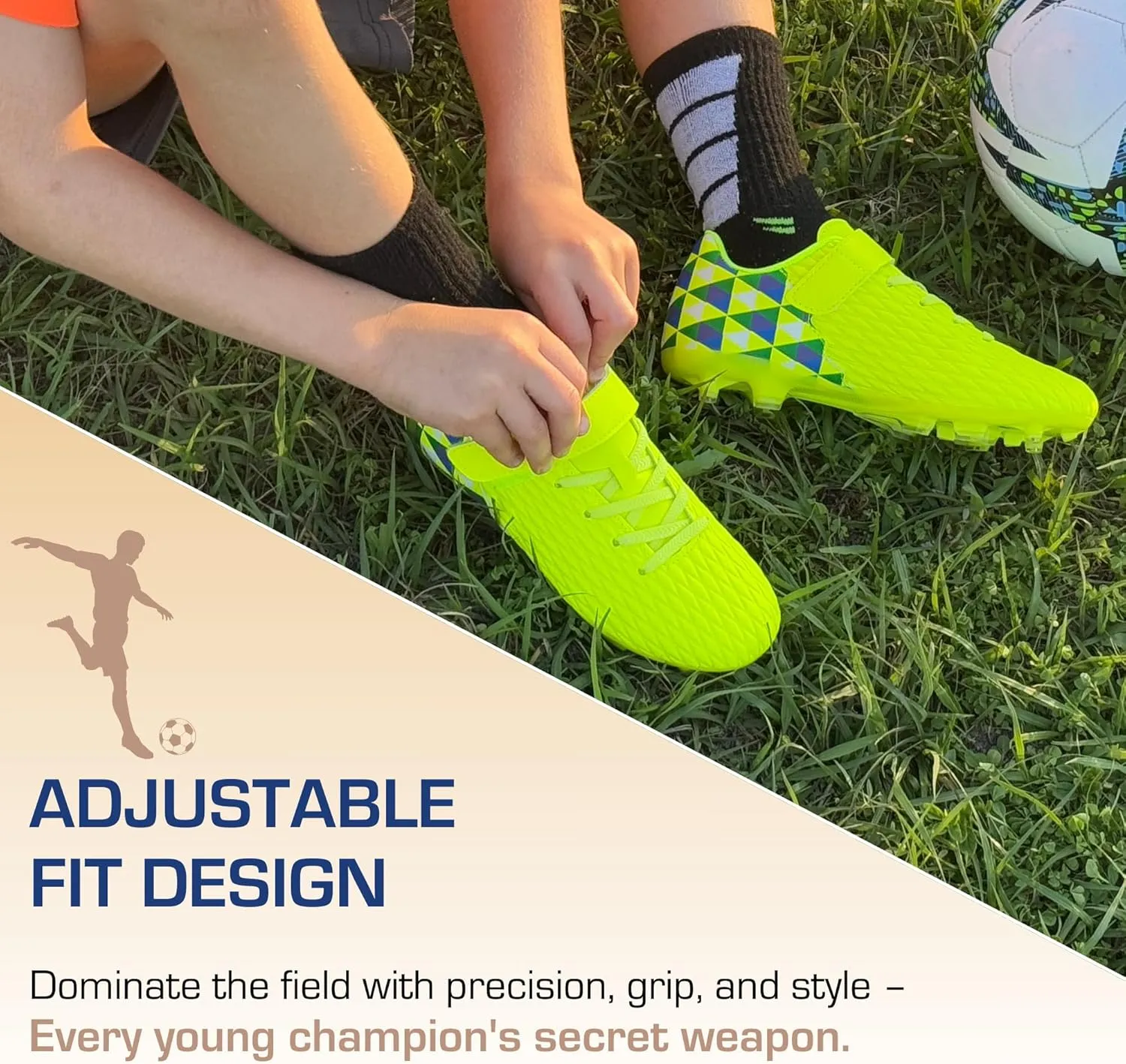 Unisex-Child Athletic Outdoor Training Soccer Cleats for Youth | Little/Big Kid Firm Ground Football Shoes | Lightweight