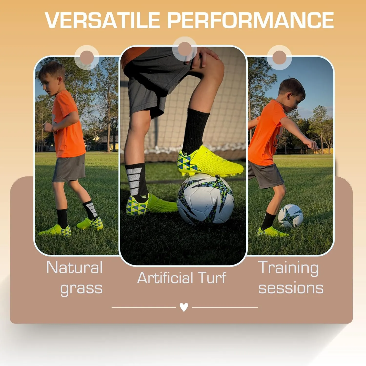 Unisex-Child Athletic Outdoor Training Soccer Cleats for Youth | Little/Big Kid Firm Ground Football Shoes | Lightweight