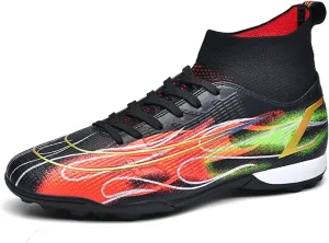 Unisex Football Game Training Soccer Boots High Top Ankle Support Breathable Comfort Spikes For Indoor/Outdoor