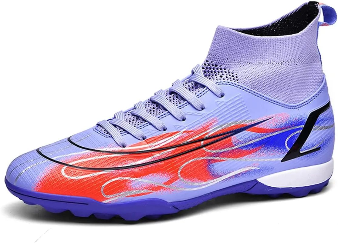 Unisex Football Game Training Soccer Boots High Top Ankle Support Breathable Comfort Spikes For Indoor/Outdoor