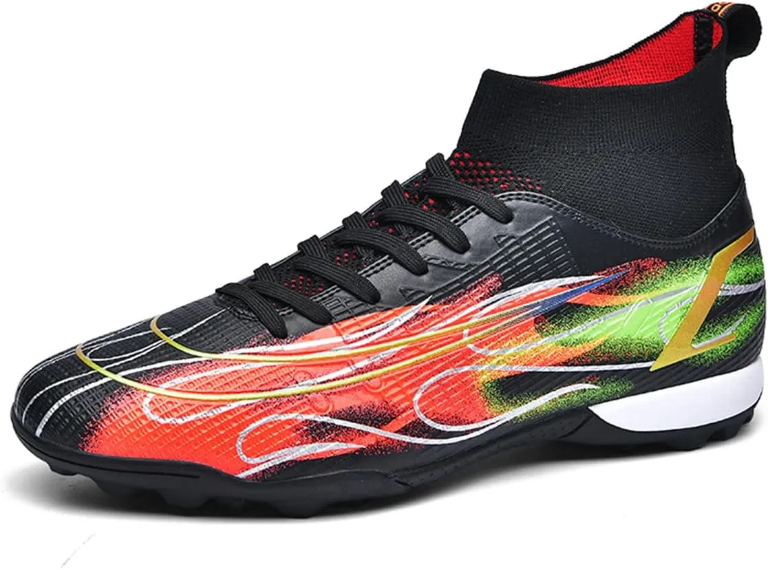 Unisex Football Game Training Soccer Boots High Top Ankle Support Breathable Comfort Spikes For Indoor/Outdoor