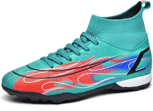 Unisex Football Game Training Soccer Boots High Top Ankle Support Breathable Comfort Spikes For Indoor/Outdoor