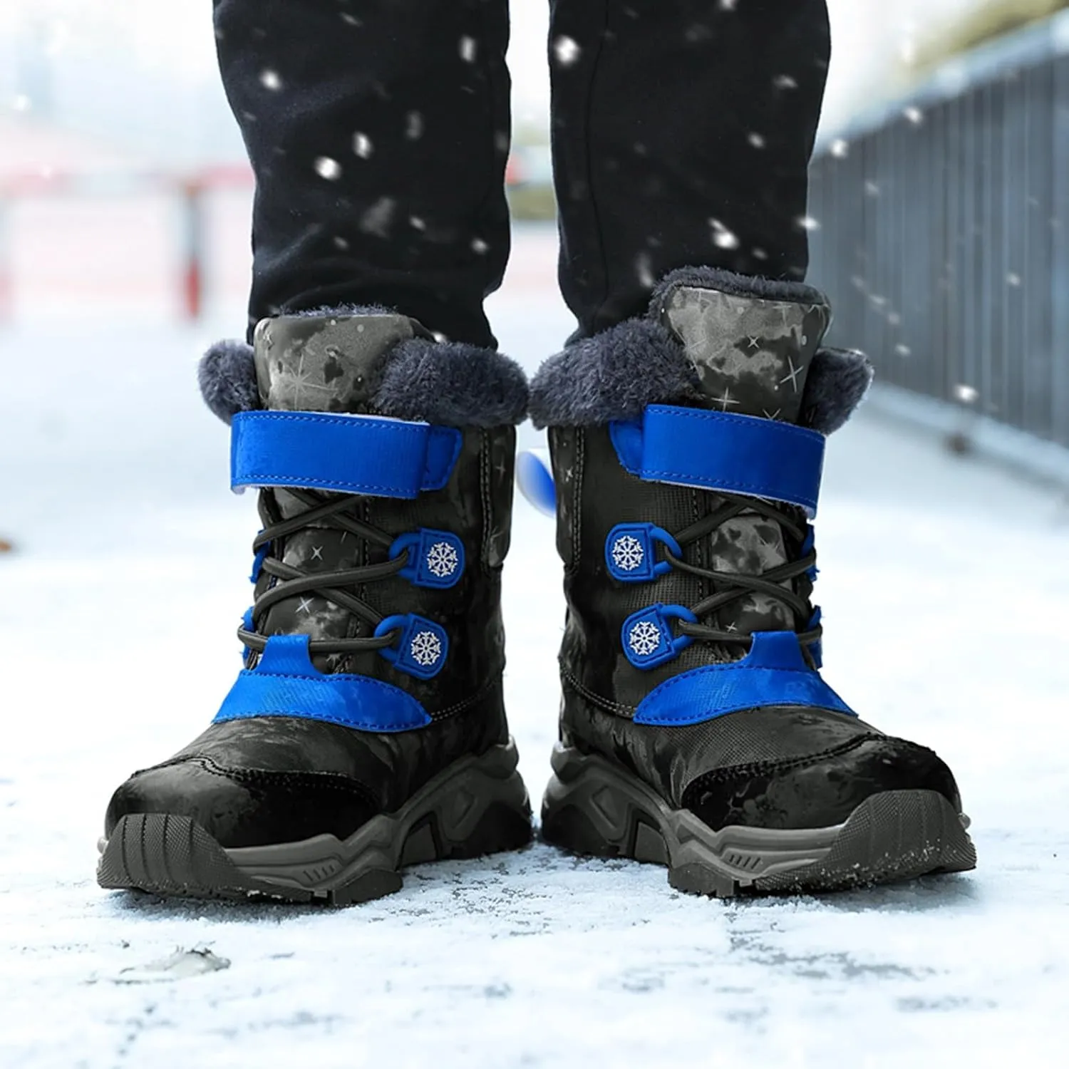 Unisex Kids Snow Boots Boys Girls Warm Faux Fur Lined Winter Mid Calf Boots Cold Weather Shoes (Little Kid/Big Kid)