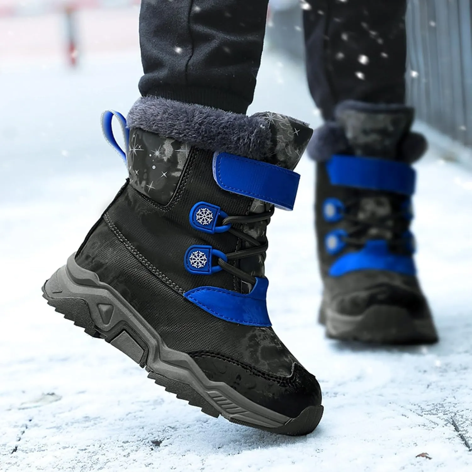 Unisex Kids Snow Boots Boys Girls Warm Faux Fur Lined Winter Mid Calf Boots Cold Weather Shoes (Little Kid/Big Kid)