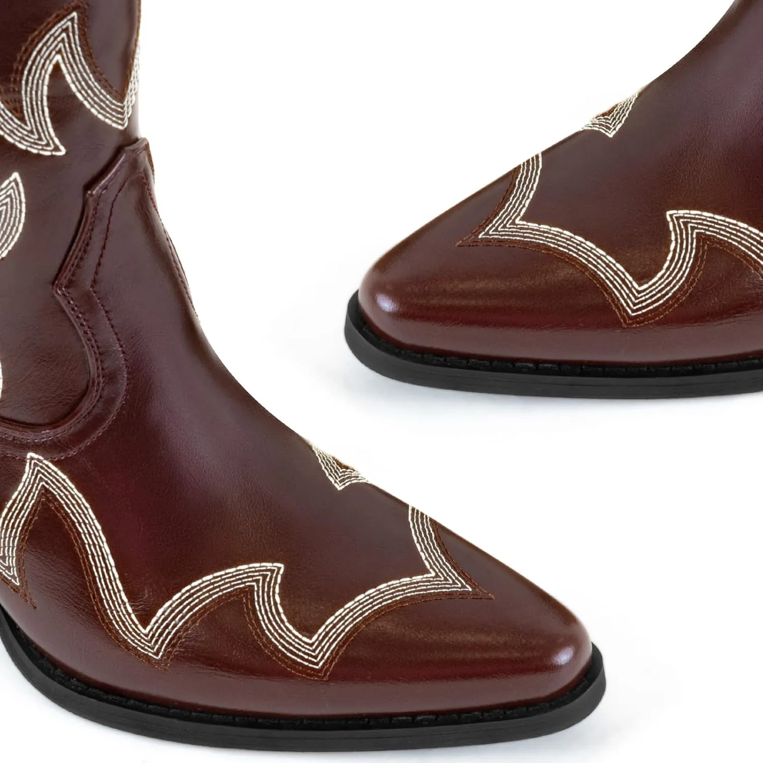 Wide Calf Cowgirl Ankle Boots Women Western Embroidered Ankle Boots Closed Pointed Toe Pull On Cowboy Ankle Booties Lady Retro Country Ankle Boots Size 7-10