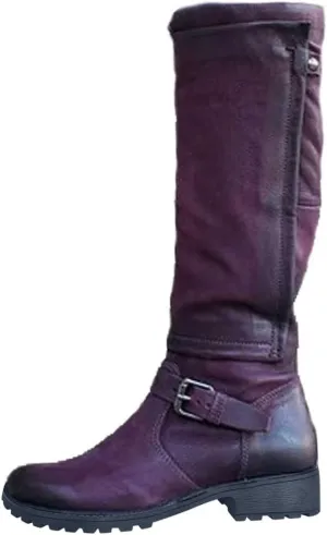 Women Low Heel Knee High Boots Fall Winter Warm Long Boot Lug Sole Non-Slip Riding Booties Shoes Comfy Walking Boots