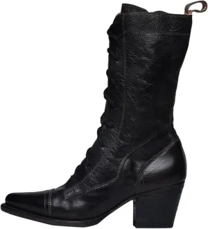 Women Mid Calf Boots Autumn And Winter Foreign Trade Large Fashion Retro Lace Up Comfortable Square Heel Thick Heel Cowboy Outfit
