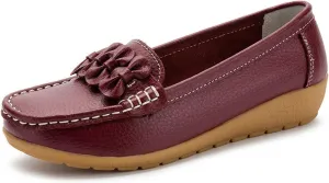 Women Moccasins Driving, Women's Slip on Breathable Non-Slip Lightweight Leather Flat Nursing Shoes, Work Wide Fit Comfy Air Cushion Loafers, for Hospital, Nurse, Doctors Working