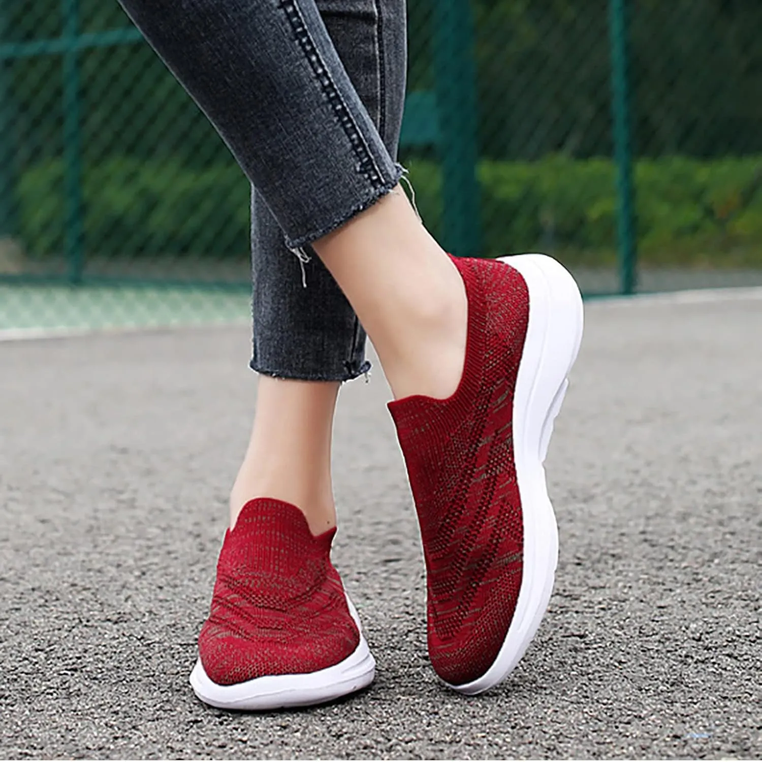 Women Slip Ons Sneakers Shoes Mesh Knit Size 8 Wide Non Slip Black Work Shoes for Women Womens Shoes Casual Fall Wedge Fall Wedge Sneakers for Women 2023 Walking Shoes Women Size 11.5 Wide Slip On