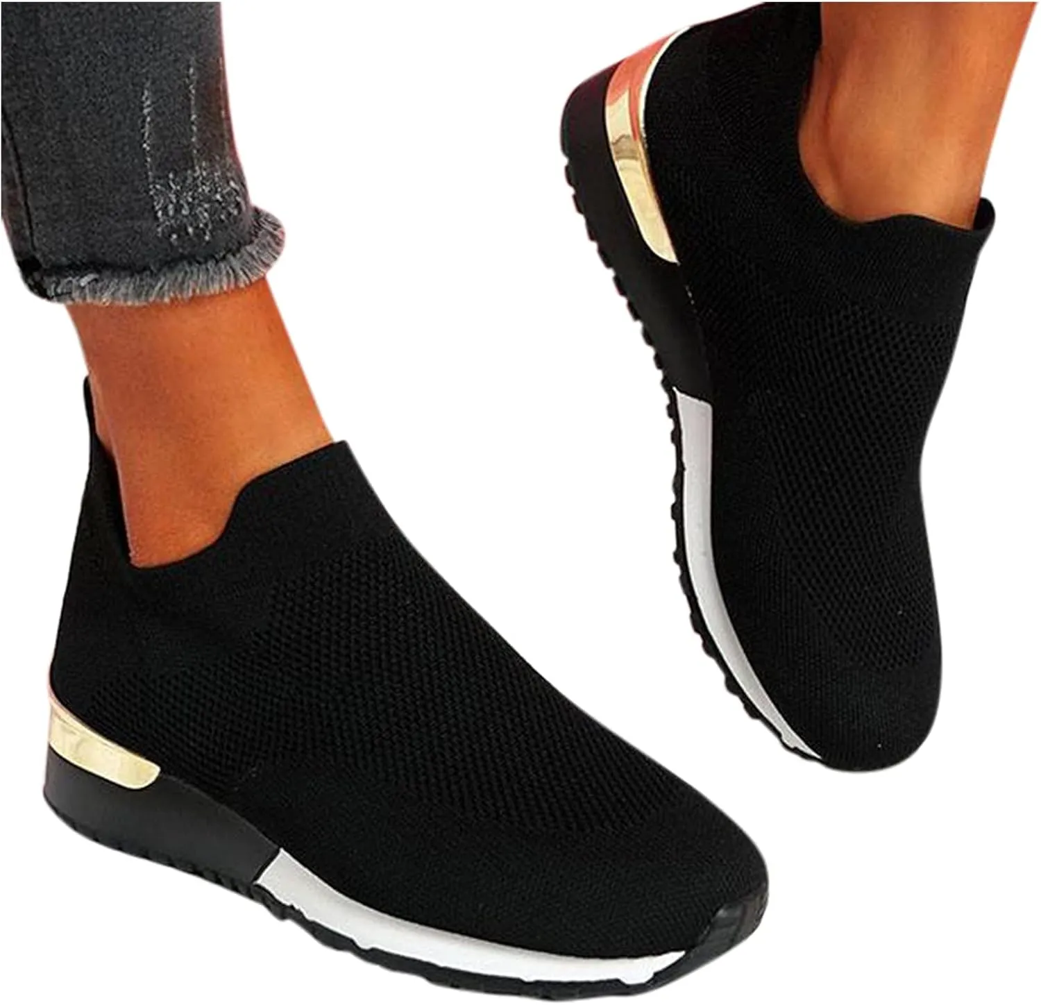 Women Sneakers Size 10 Slip On Sneakers Non Slip Work Shoes for Women Black Tennis Shoes for Women Work Non Slip Womens Tennis Shoes 7.5 Lace Up Comfy Shoes for Women Dressy