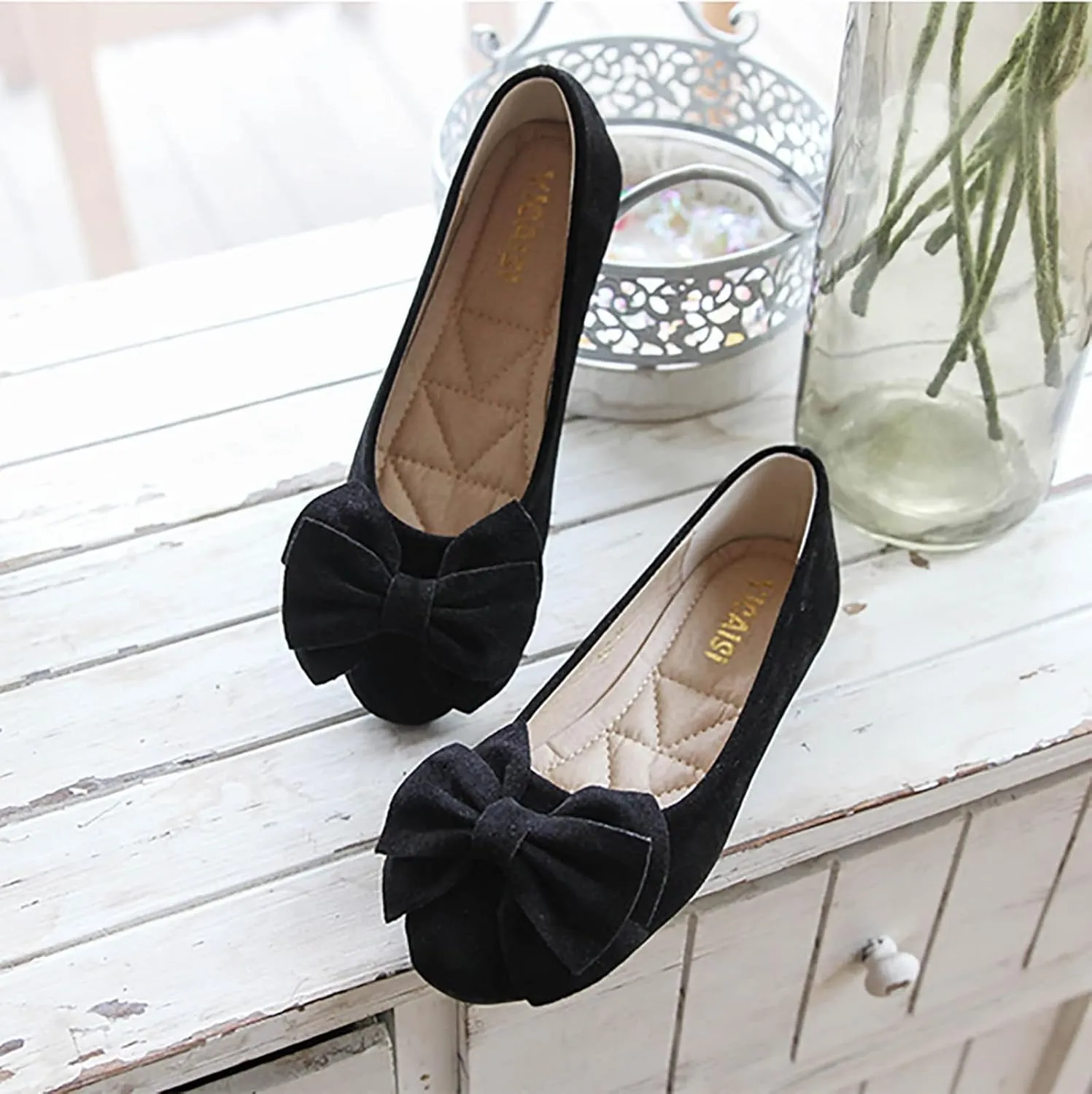 Women's Ballet Flat Comfort Slip on Flat Shoes Women's Comfortable Ballet Flats Comfortable Bow Dressy
