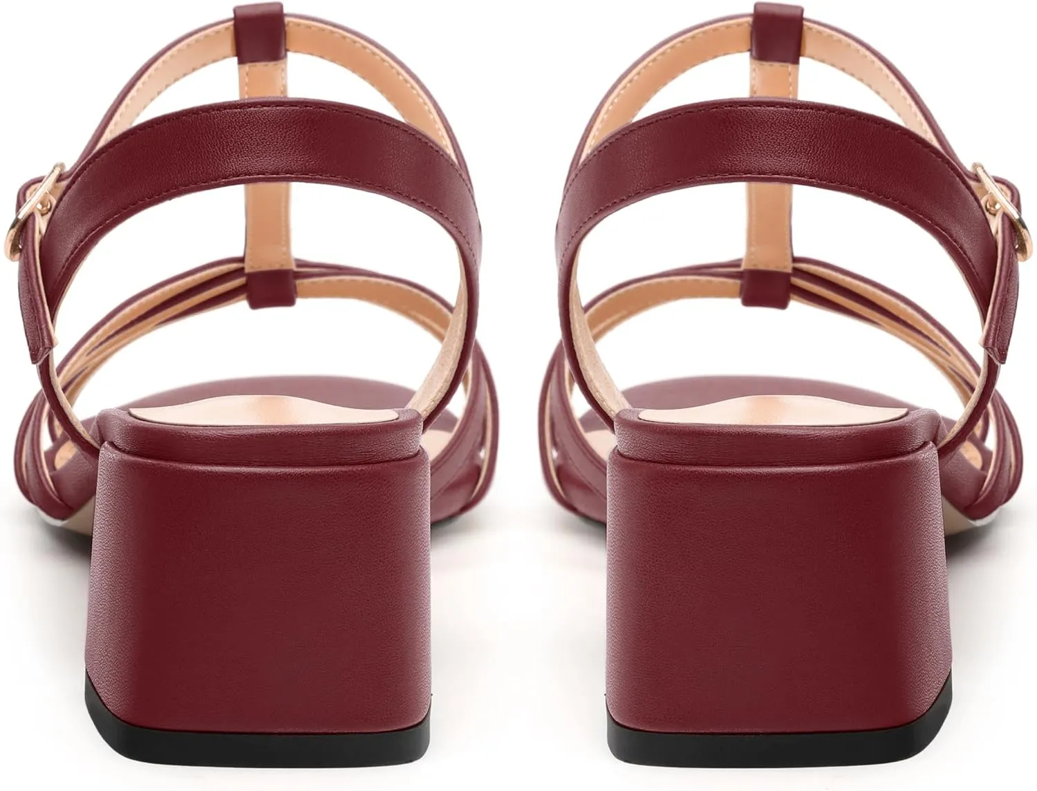Womens Block Heel Sandals, Open Toe Low Chunky Heel T-strap Sandals for Women, Ankle Strap Sandals with Buckle, Comfort Strappy Sandals 2"