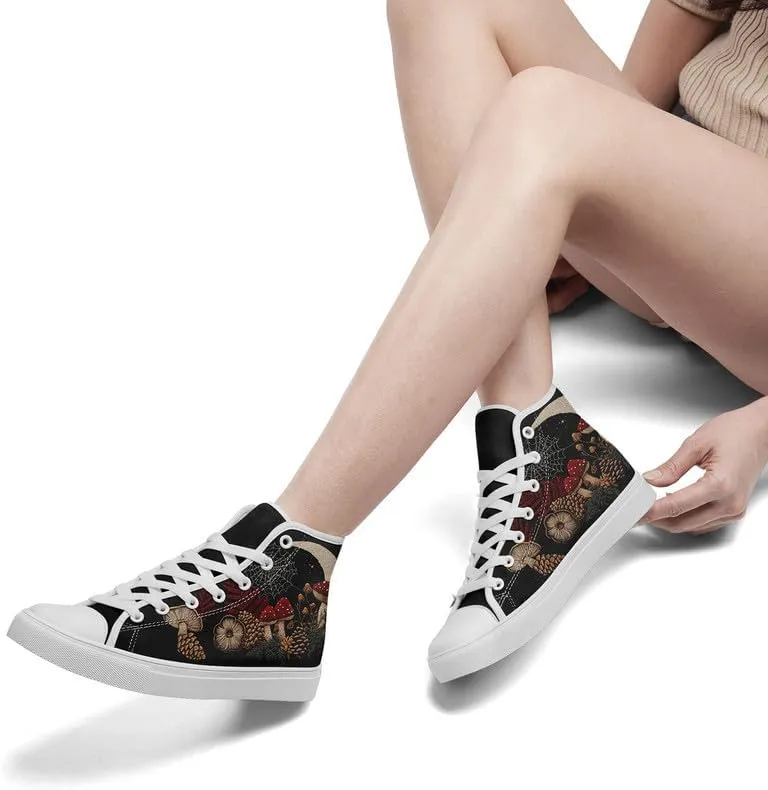 Womens Canvas Shoes High Top Sneakers Lace up Casual Trainers Plimsoles Flat Shoes