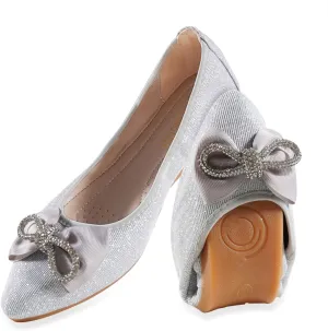 Women's Flats, Foldable Ballet Flats for Women, Fashion Bow Tie Pionted Toe Comfort Lightweight Slip-On Dress Shoes