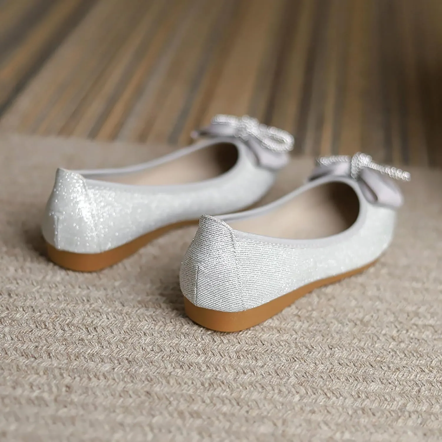 Women's Flats, Foldable Ballet Flats for Women, Fashion Bow Tie Pionted Toe Comfort Lightweight Slip-On Dress Shoes