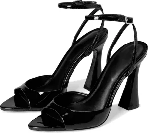 Womens Heeled Sandals Ankle Strap Pointed Toe Sandals Summer Dress Party Shoes