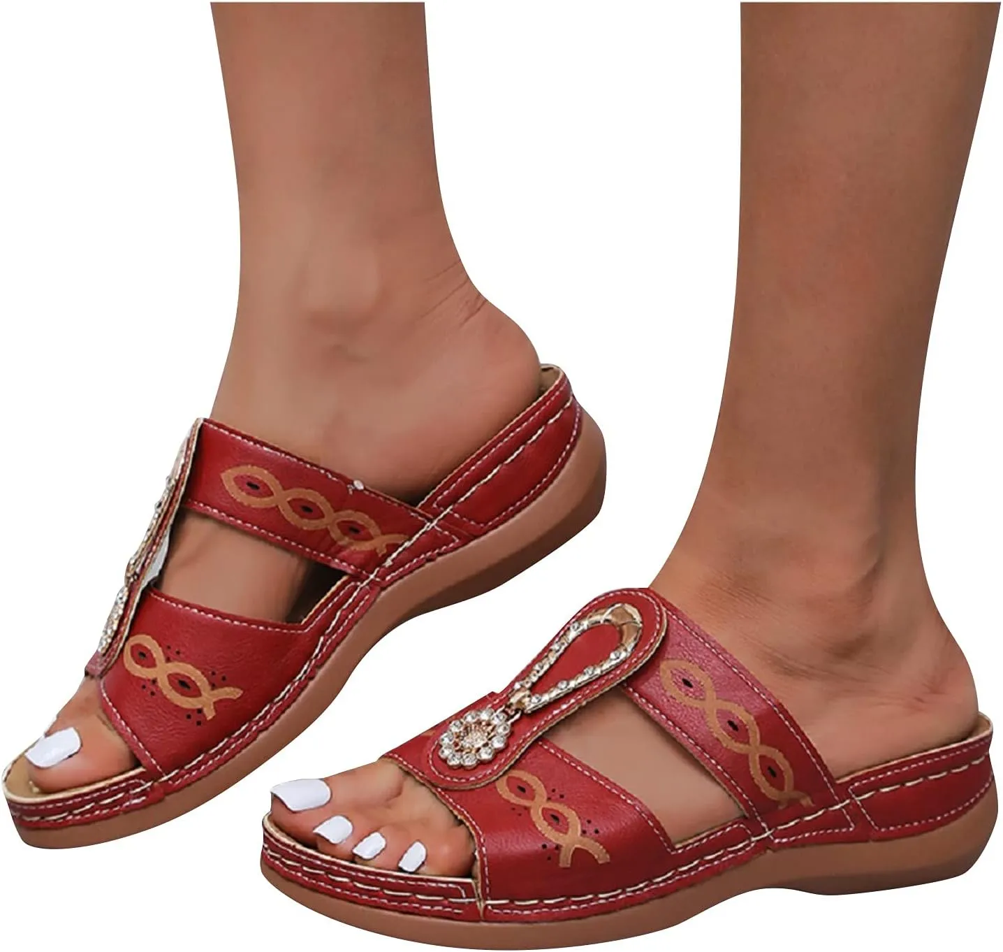 Womens Orthopedic Sandals Comfortable Dressy Flip Flops Beach Dressy Low Wedge Sandal Dressy Summer Heel Arch Support Shoes for Women Wedge Shoes Slip On Dressy Women's Orthotic Shoe