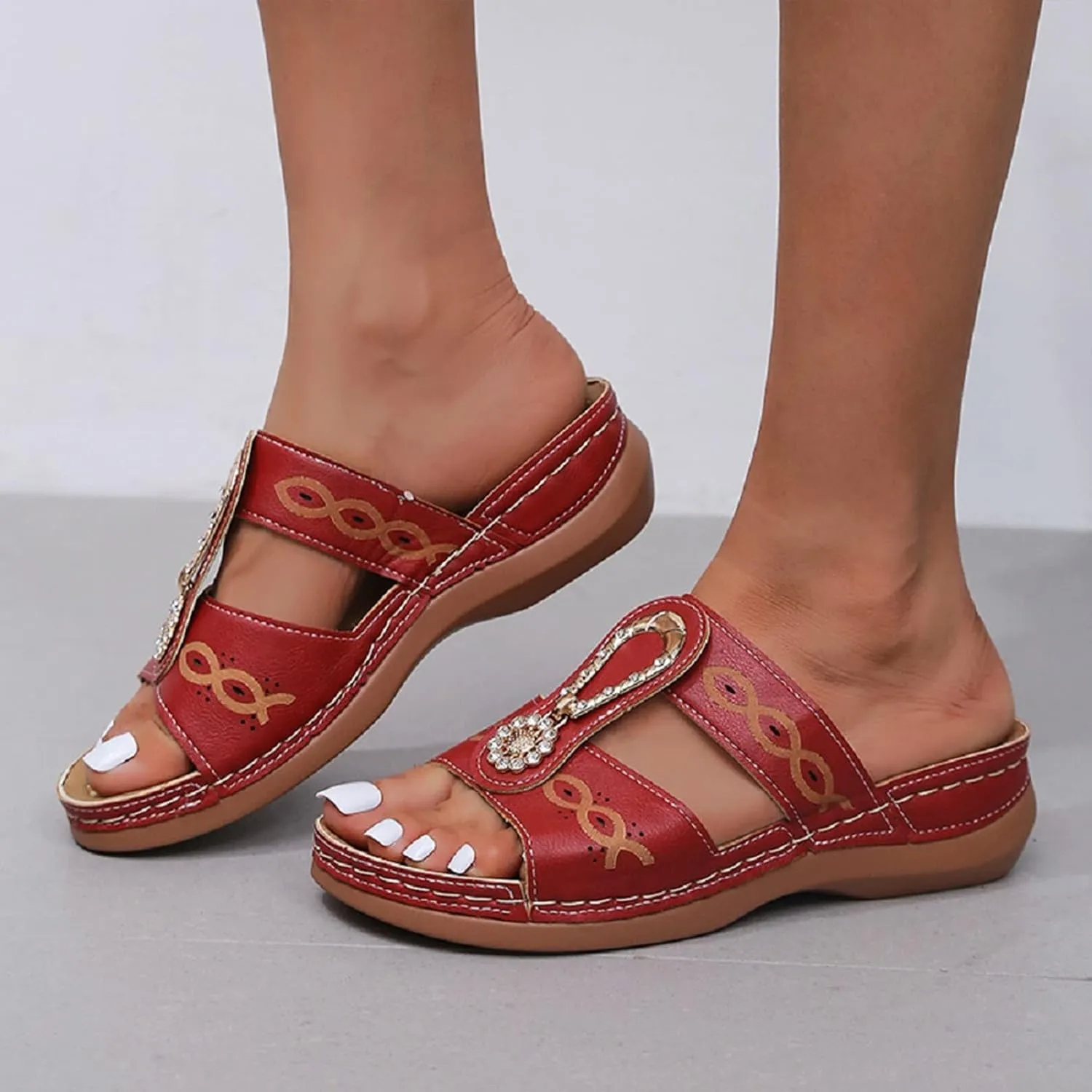Womens Orthopedic Sandals Comfortable Dressy Flip Flops Beach Dressy Low Wedge Sandal Dressy Summer Heel Arch Support Shoes for Women Wedge Shoes Slip On Dressy Women's Orthotic Shoe