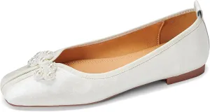Womens Retro Ballet Flats Classic Slip on Pearl Embroidered Ballerina Shoes Comfortable Soft Square Toe Bride Wedding Dress Flats