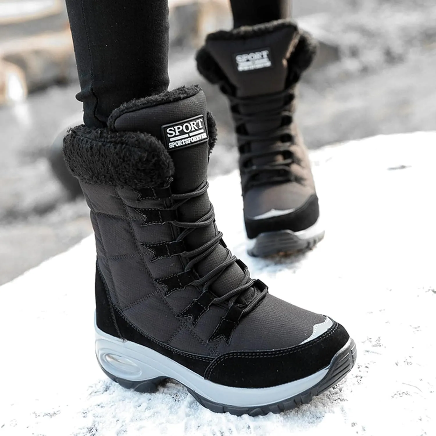 Women's Snow Boots Waterproof Winter Long Boots for Women Waterproof Snow Ankle Snow Boots Women Winter Platform Snow Boots for Snowshoeing Botas Invierno Para Mujer Pie Ancho