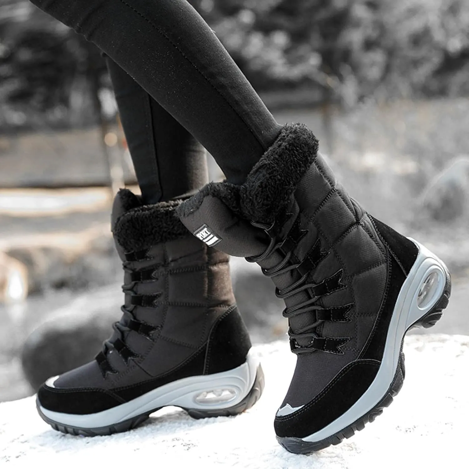 Women's Snow Boots Waterproof Winter Long Boots for Women Waterproof Snow Ankle Snow Boots Women Winter Platform Snow Boots for Snowshoeing Botas Invierno Para Mujer Pie Ancho