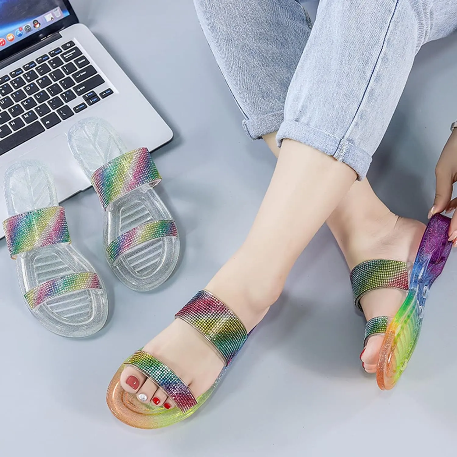 Women's Soft Flat Soled Sandal Non Slip Quick Drying Shower Slides Slim Sandals Women's Fashion Slippers