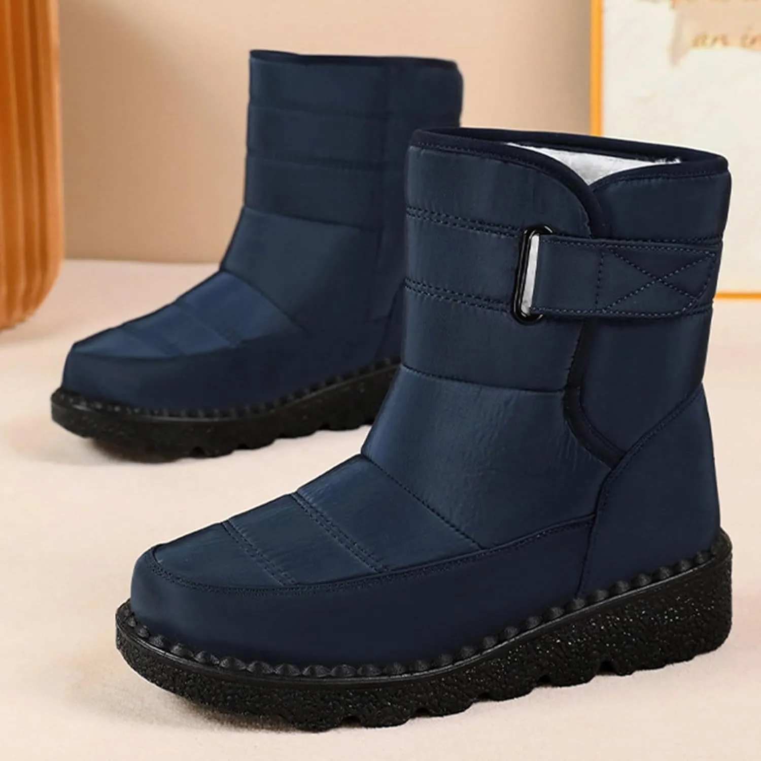 Women's Winter Boots Warm Faux Lined Ladies Snow Boots Fashion Mid Leather Boots Water Proof Hiking Boots Woman