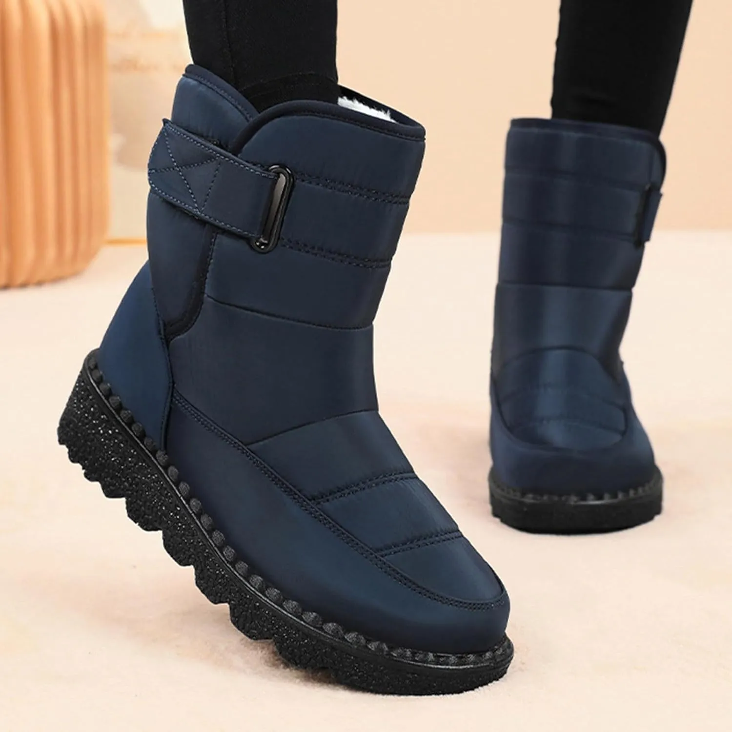 Women's Winter Boots Warm Faux Lined Ladies Snow Boots Fashion Mid Leather Boots Water Proof Hiking Boots Woman