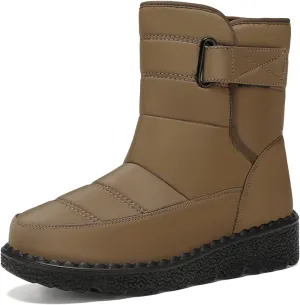 Women's Winter Boots Warm Faux Lined Ladies Snow Boots Fashion Mid Leather Boots Water Proof Hiking Boots Woman