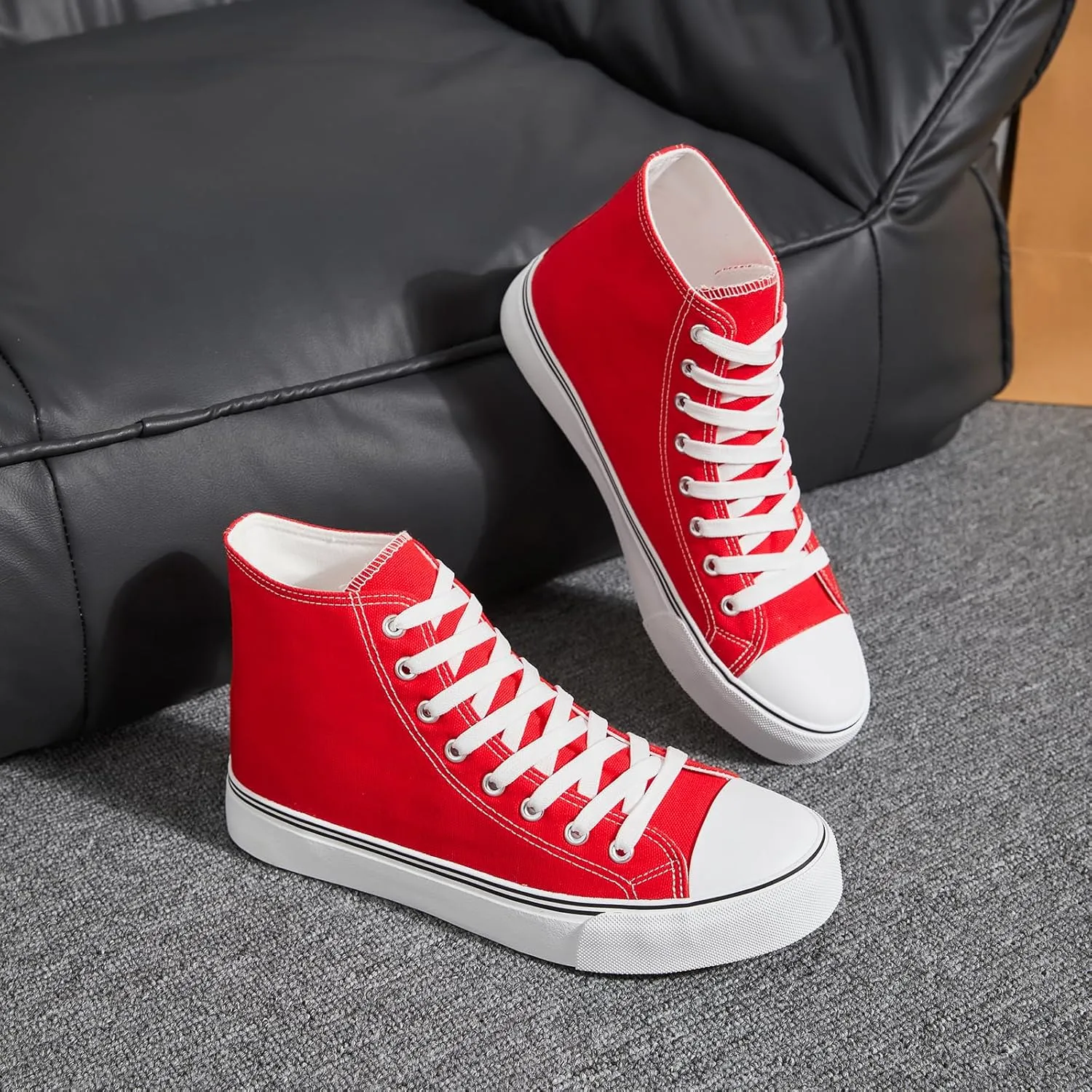 yageyan Mens High Top Canvas Sneakers Fashion Lace up Walking Shoes Casual Classic