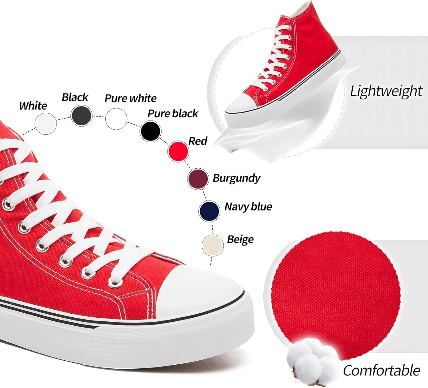 yageyan Mens High Top Canvas Sneakers Fashion Lace up Walking Shoes Casual Classic
