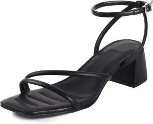 YXCFEWD Low Block Heels Sandals for Women 2024 Square Toe Heels Ankle Strap Summer Heels for Women